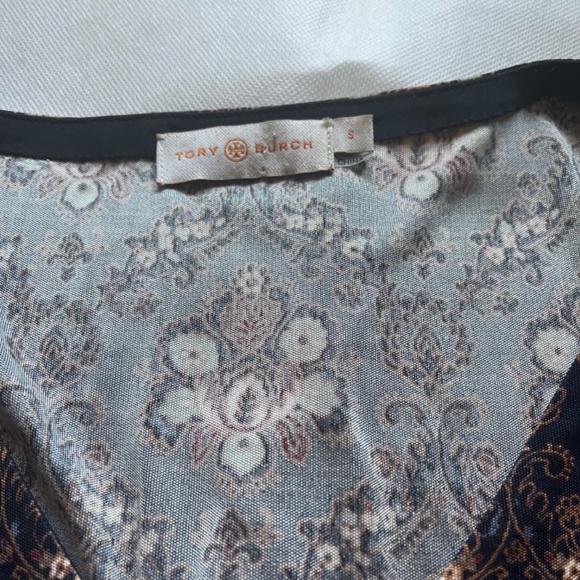 Tory Burch Tilda Silk Jersey Printed Belted Dress Damask Parsley 3/4 sleeves - Picture 10 of 12